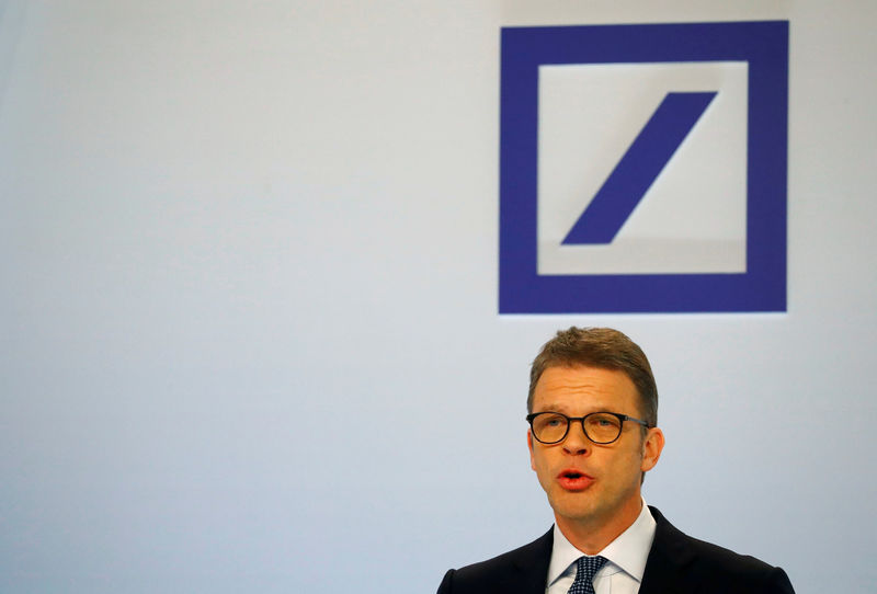 © Reuters. FILE PHOTO: Christian Sewing, CEO of Deutsche Bank AG, addresses the media during the bank's annual news conference in Frankfurt