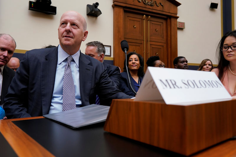 © Reuters. David M. Solomon, chairman & CEO of Goldman Sachs, arrives for a House Financial Services Committee hearing on Capitol Hill in Washington