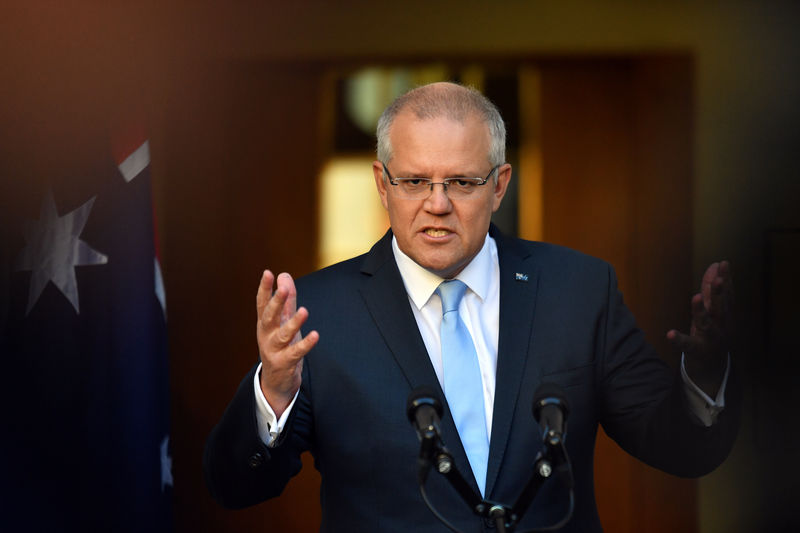 © Reuters. El primer ministro de Australia, Scott Morrison, habla a los medios durante una conferencia de prensa en la Casa del Parlamento en Canberra