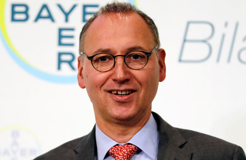 © Reuters. FILE PHOTO: Werner Baumann, CEO of Bayer AG poses for a picture during the annual results news conference of the German drugmaker in Leverkusen