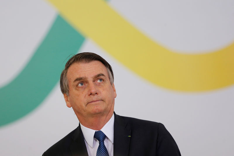 © Reuters. Presidente Jair Bolsonaro durante evento para marcar 100 dias de governo, no Palácio do Planalto