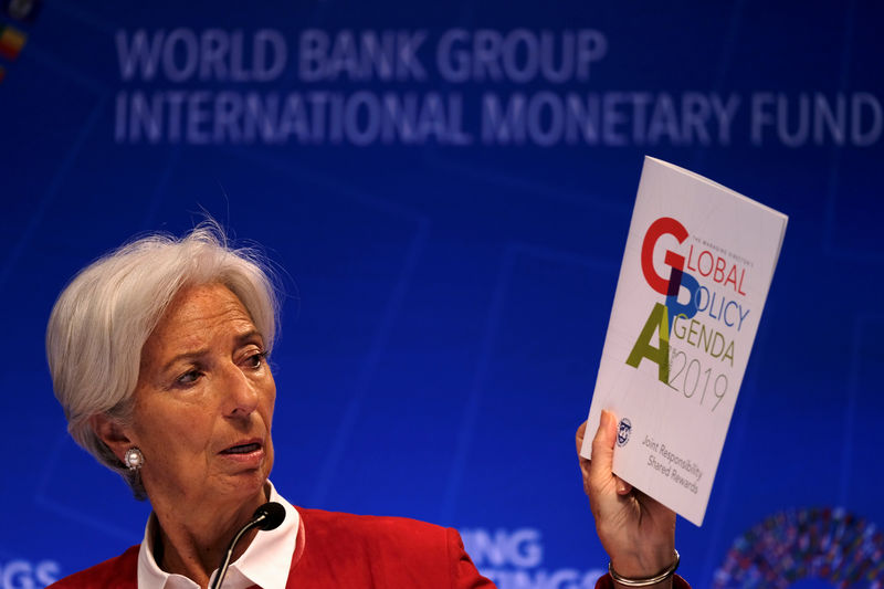 © Reuters. IMF Managing Director Christine Lagarde speaks at the Spring Meetings of the World Bank Group and IMF in Washington