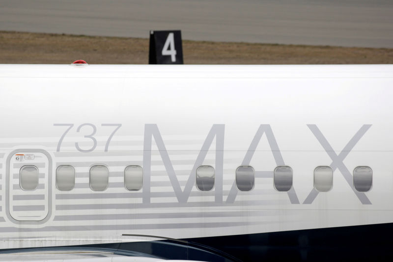 © Reuters. FILE PHOTO: A Boeing 737 MAX 8 aircraft is parked at a Boeing production facility in Renton