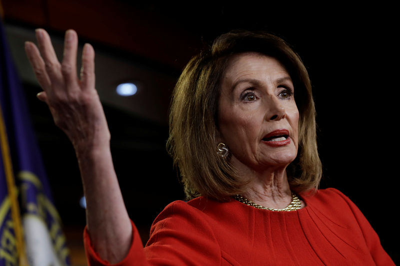 © Reuters. FILE PHOTO - House Speaker Nancy Pelosi holds a weekly news conference on Capitol Hill in Washington