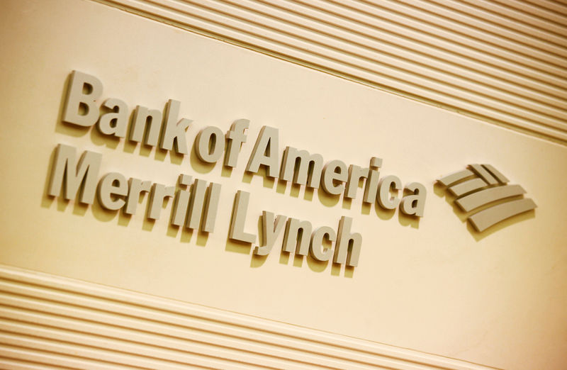 © Reuters. FILE PHOTO: Company logo of the Bank of America and Merrill Lynch is displayed at its office in Hong Kong
