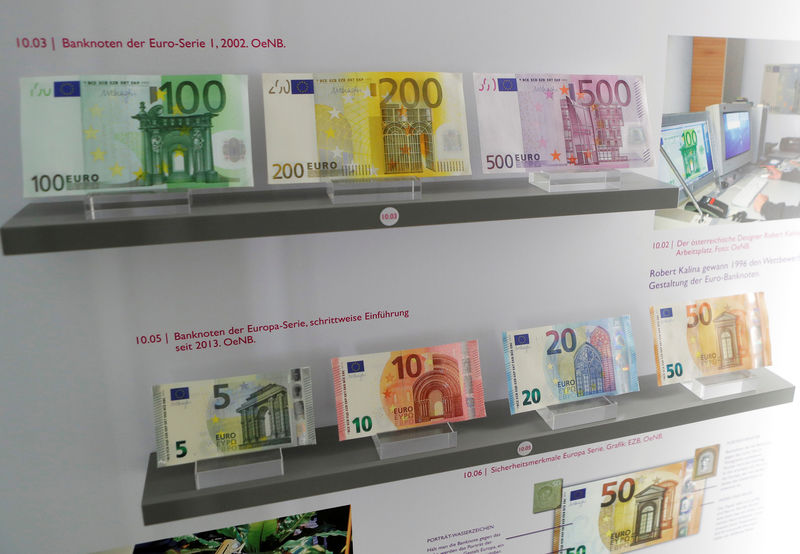 © Reuters. Euro bank notes are exhibited at Austrian central bank's Money Museum in Vienna