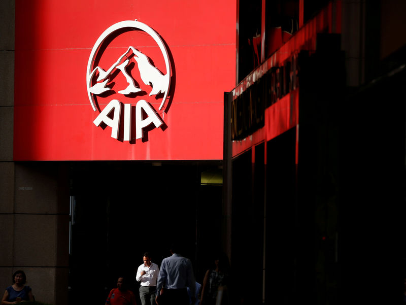 © Reuters. FILE PHOTO: An AIA logo is seen on a building in Singapore