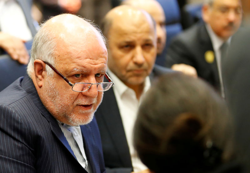 © Reuters. FILE PHOTO: Iran's Oil Minister Zanganeh talks to journalists at the beginning of an OPEC meeting in Vienna