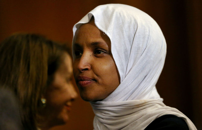 © Reuters. FILE PHOTO: U.S. Representative Ilhan Omar (D-MN) at an event in the U.S. Capitol building in Washington