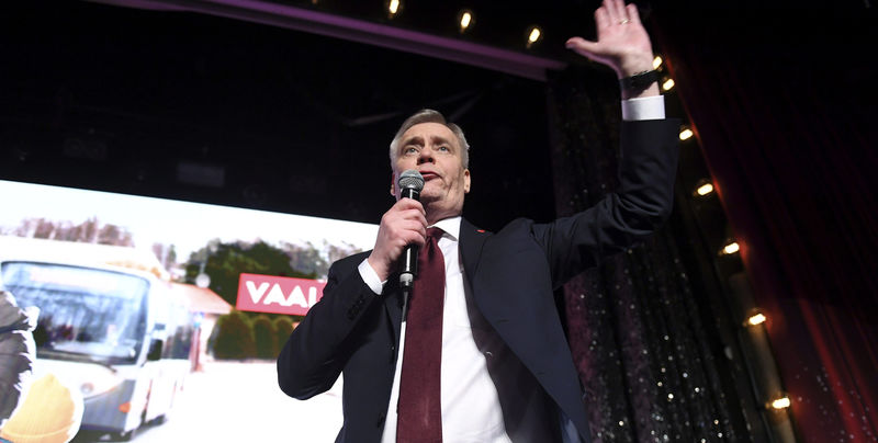 © Reuters. زعيم الحزب الاشتراكي الديمقراطي الفنلندي يعلن فوزه في الانتخابات