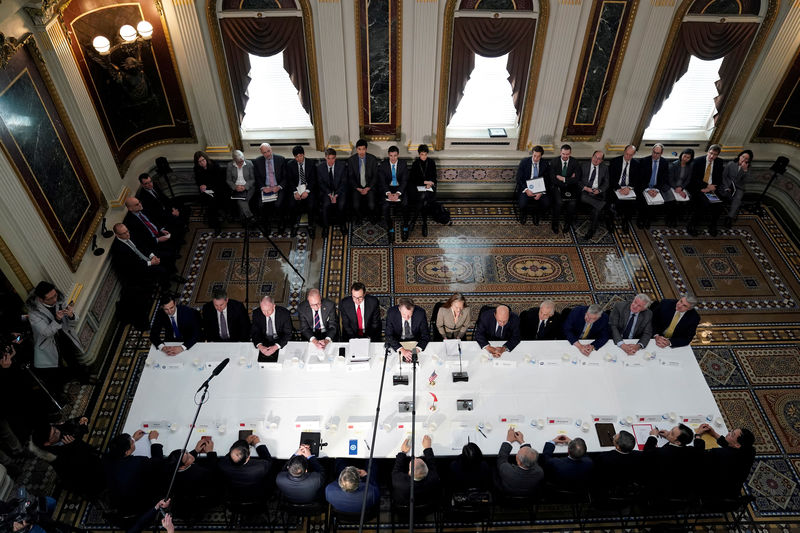 © Reuters. FILE PHOTO: U.S.-China trade delegations hold trade talks at the White House in Washington