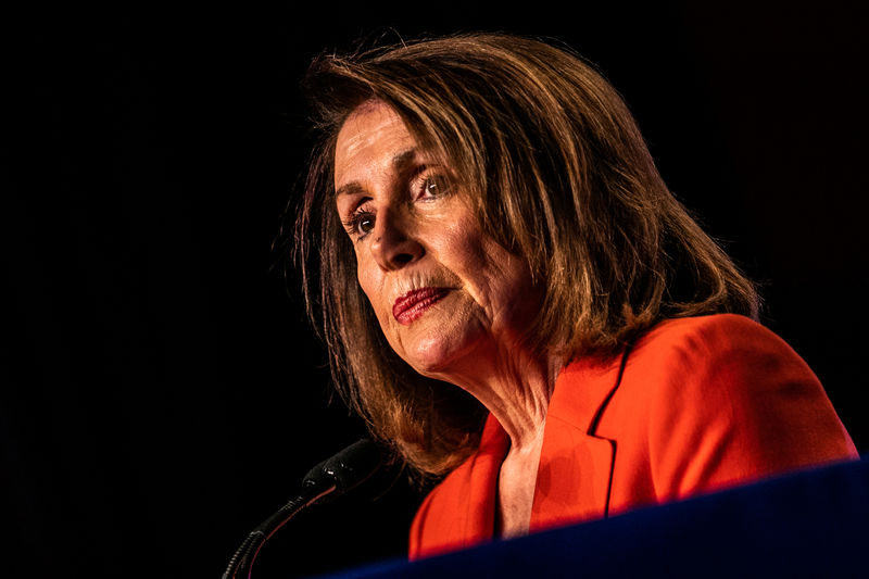 © Reuters. FILE PHOTO: House Speaker Nancy Pelosi (D-CA) addresses the North America's Building Trades Unions (NABTU) 2019 legislative conference in Washington