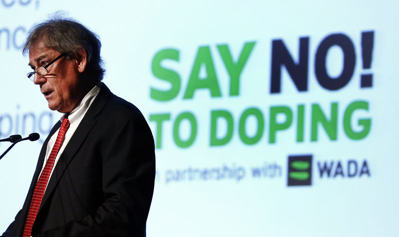 © Reuters. Howman Director General of the WADA addresses the participants of the 11th Symposium for Anti-Doping Organizations in Lausanne