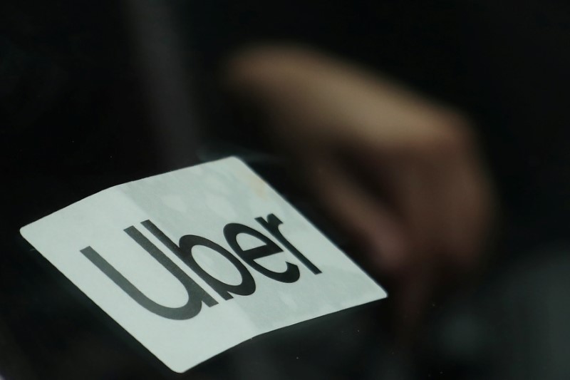 © Reuters. Uber sign is seen on a car in New York