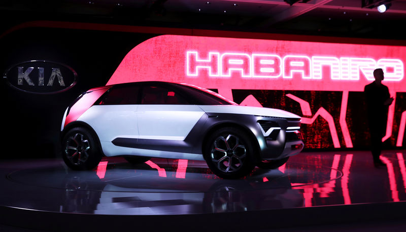 © Reuters. FILE PHOTO: FILE PHOTO: The Kia HabaNiro electric concept car is revealed at the 2019 New York International Auto Show in New York City