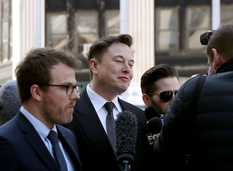 © Reuters. FILE PHOTO: Tesla CEO Elon Musk arrives at Manhattan federal court