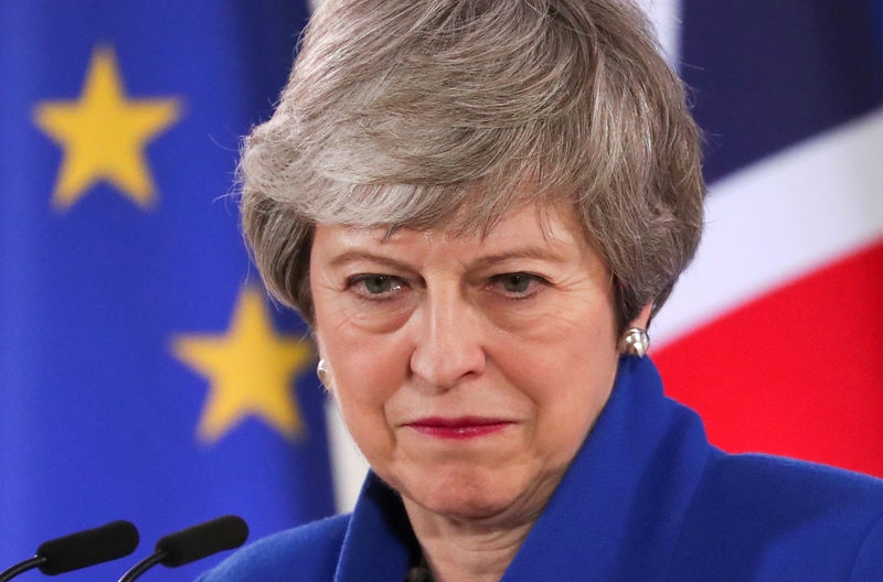 © Reuters. FILE PHOTO: British Prime Minister Theresa May holds a news conference following an extraordinary European Union leaders summit to discuss Brexit, in Brussels, Belgium April 11, 2019.