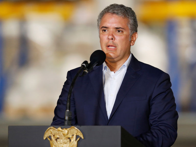 © Reuters. Presidente da Colômbia, Iván Duque, durante entrevista coletiva em Cucutá