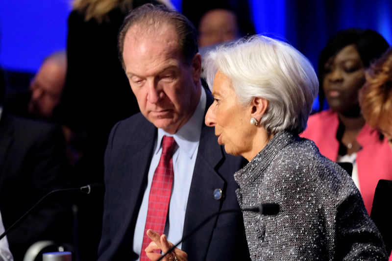 © Reuters. FILE PHOTO: World Bank Group President David Malpass and IMF Managing Director Christine Lagarde at the IMF and World Bank's 2019 Annual Spring Meetings, in Washington