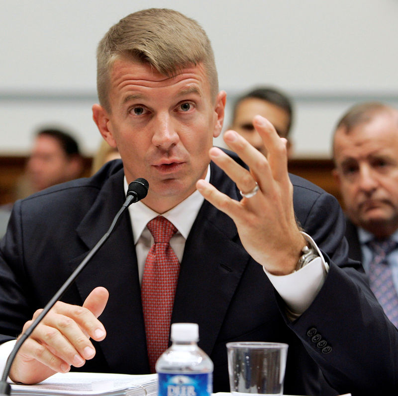 © Reuters. FILE PHOTO: Blackwater Chief Executive Erik Prince testifies before the House Oversight and Government Reform Committee on security contracting in Iraq and Afghanistan on Capitol Hill in Washington