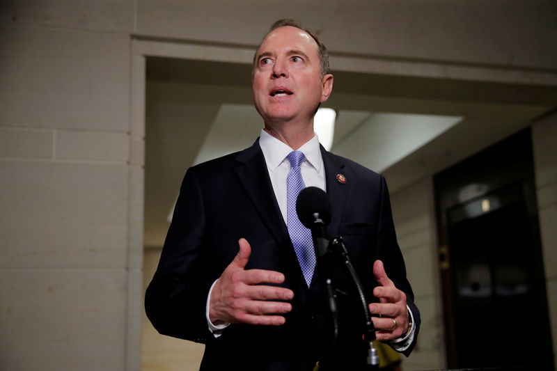 © Reuters. FILE PHOTO: Chairman Schiff departs after House Intelligence Committee hearing on Capitol Hill in Washington