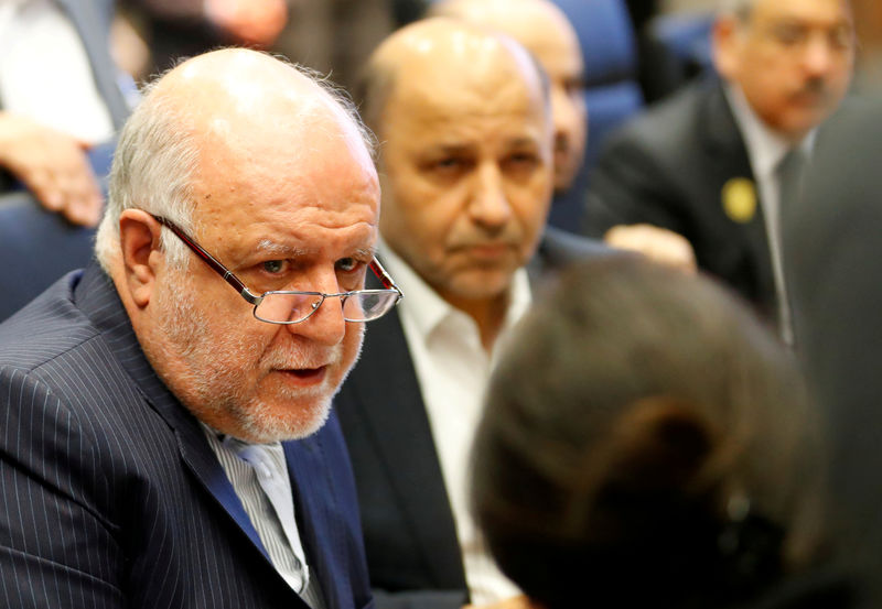 © Reuters. FILE PHOTO: Iran's Oil Minister Zanganeh talks to journalists at the beginning of an OPEC meeting in Vienna