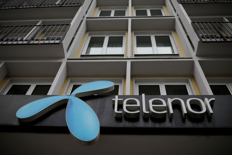 © Reuters. Telenor's logo is seen in central Belgrade