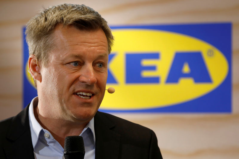 © Reuters. IKEA Group President & CEO Jesper Brodin attends the opening of the company's first store in the heart of Paris
