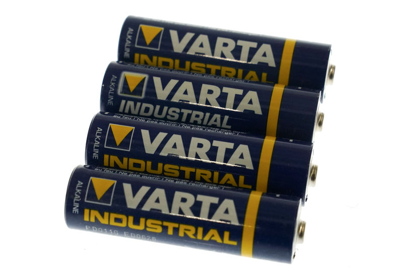 © Reuters. Varta battery cells are displayed in this picture illustration