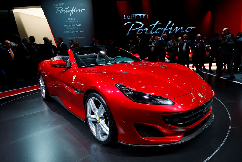© Reuters. FILE PHOTO: New Ferrari Portofino is displayed during the Frankfurt Motor Show (IAA) in Frankfurt