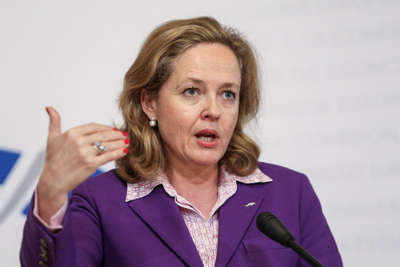 © Reuters. FILE PHOTO: Spain's Minister of Economy Nadia Calvino delivers a speech during a news conference on the second day of the informal meeting of European Union Finance ministers in Bucharest