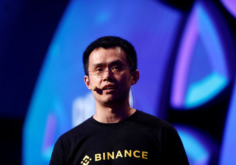 © Reuters. FILE PHOTO: Changpeng Zhao, CEO of Binance, speaks at the Delta Summit, Malta's official Blockchain and Digital Innovation event promoting cryptocurrency, in St Julian's