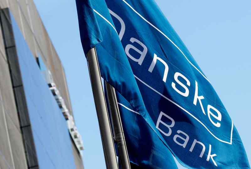 © Reuters. Danske Bank flag flutters at the bank's Estonian branch in Tallinn