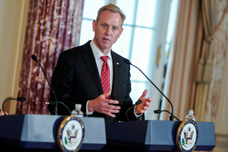 © Reuters. FILE PHOTO - Acting U.S. Secretary of Defense Patrick Shanahan speak to the media at the State Department in Washington