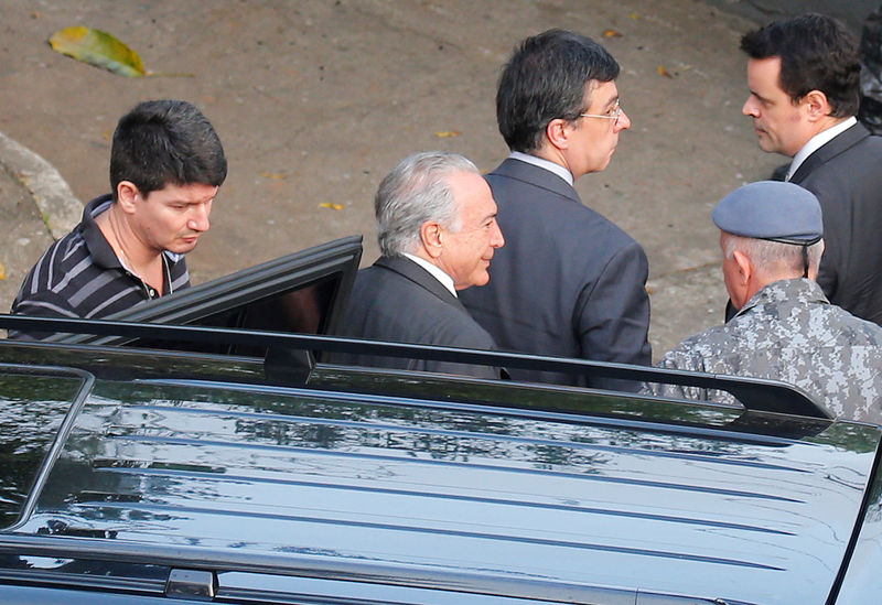 © Reuters. Ex-presidente Michel Temer em batalhão da PM de São Paulo