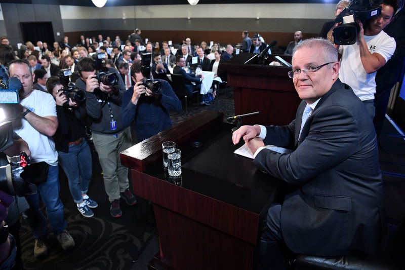 © Reuters. Prime Minister Scott Morrison at the National Press Club in Canberra