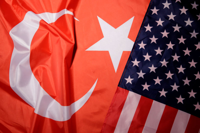 © Reuters. Turkey and U.S. flags are seen in this picture illustration