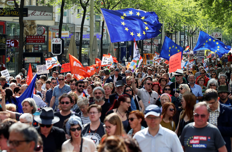 © Reuters. Manifestación contra el  nacionalismo "Una Europa para todos" en Viena.