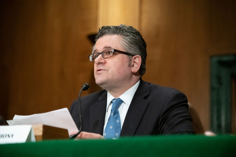 © Reuters. FILE PHOTO: Mark Calabria testifies during a nomination hearing on Capitol Hill in Washington