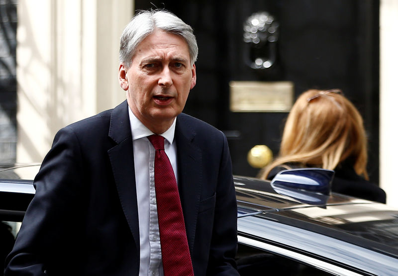 © Reuters. Britain's Chancellor of the Exchequer Philip Hammond is seen outside Downing Street in London