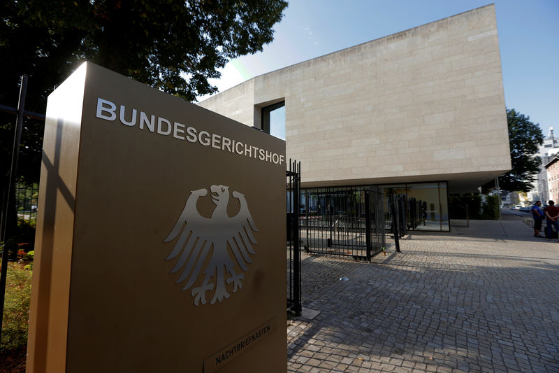 © Reuters. The sign of the German Federal Supreme Court Bundesgerichtshof is pictured in Karlsruhe