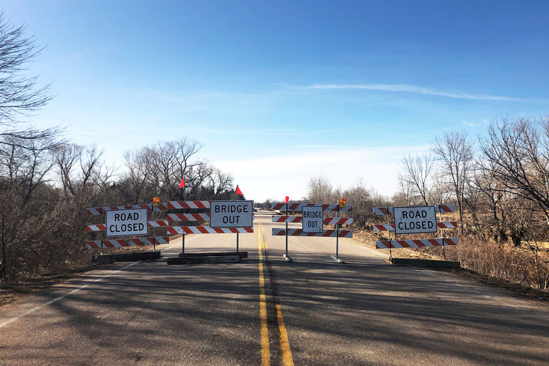 © Reuters. FILE PHOTO: Roads are closed following heavy floods near Monroe Nebraska