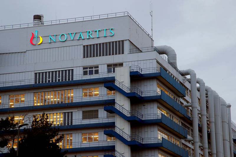 © Reuters. FILE PHOTO: Logo of Swiss drugmaker Novartis is seen at its branch in Schweizerhalle near Basel