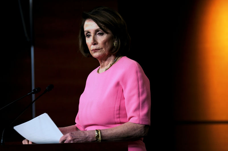 © Reuters. FILE PHOTO - U.S. House Speaker Nancy Pelosi (D-CA) holds her weekly news conference with Capitol Hill reporters in Washington