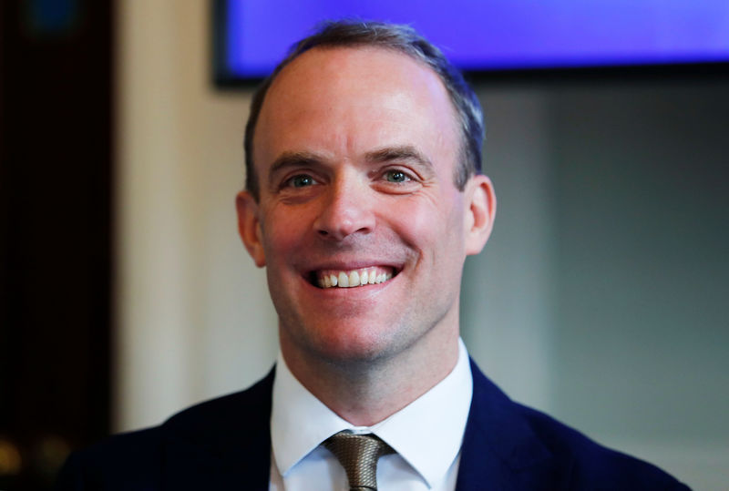 © Reuters. FILE PHOTO: Dominic Raab attends "A Better Deal" event in London