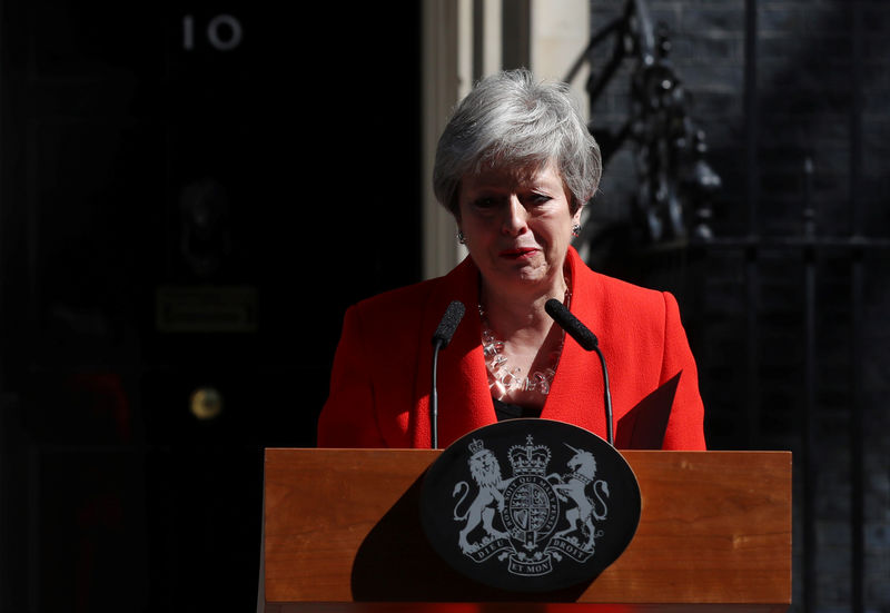 © Reuters. Imagen de archivo. Theresa May durante su discurso de renuncia al cargo de primer ministra de Reino Unido, Londres