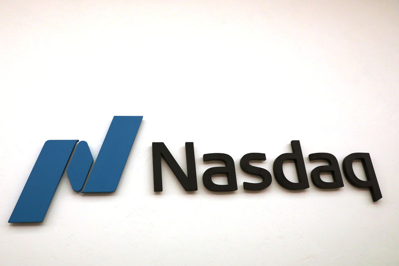 © Reuters. The Nasdaq logo is displayed at the Nasdaq Market site in New York