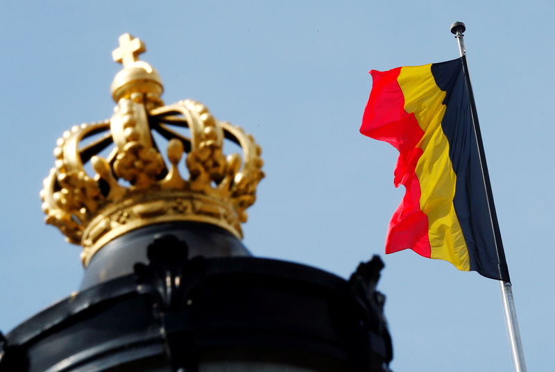 © Reuters. Una bandera nacional belga ondea sobre el Palacio Real