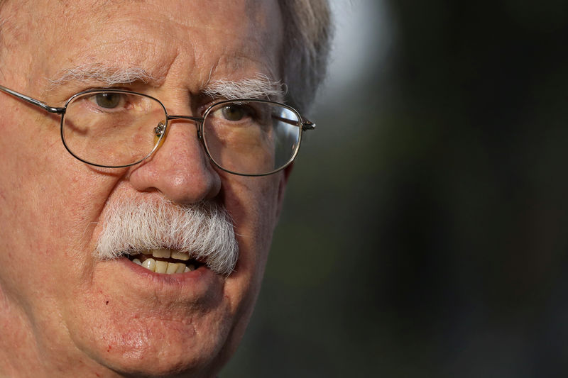 © Reuters. FILE PHOTO: U.S. National Security Advisor John Bolton speaks during an interview at the White House in Washington