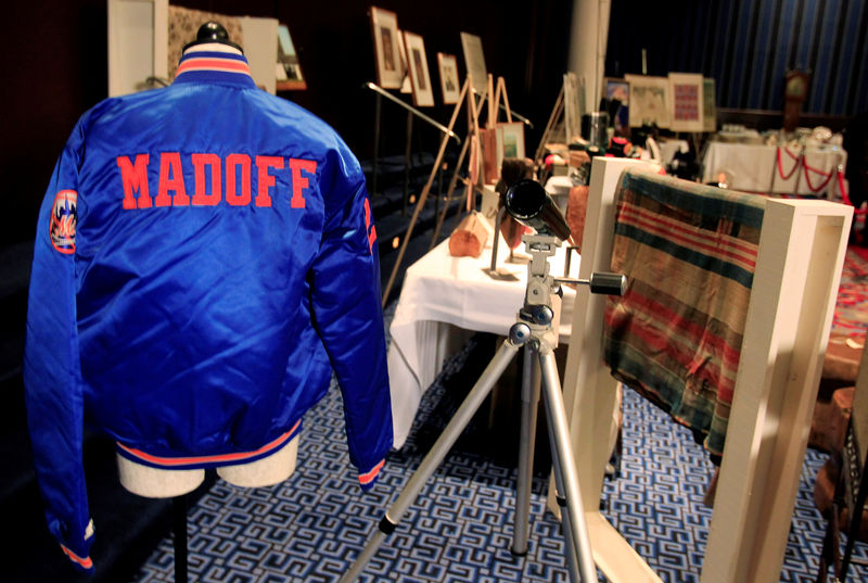 © Reuters. FILE PHOTO: Personal property of Bernard and Ruth Madoff is seen during a press preview of the auction items seized in New York and Florida by the United States Marshals Service in New York